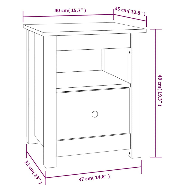 vidaXL Bedside Cabinets 2 pcs Black 40x35x49 cm Solid Wood Pine