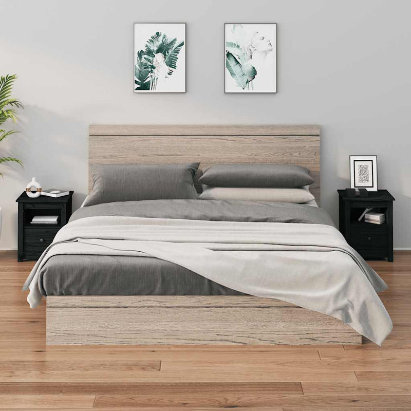 vidaXL Bedside Cabinets 2 pcs Black 40x35x49 cm Solid Wood Pine