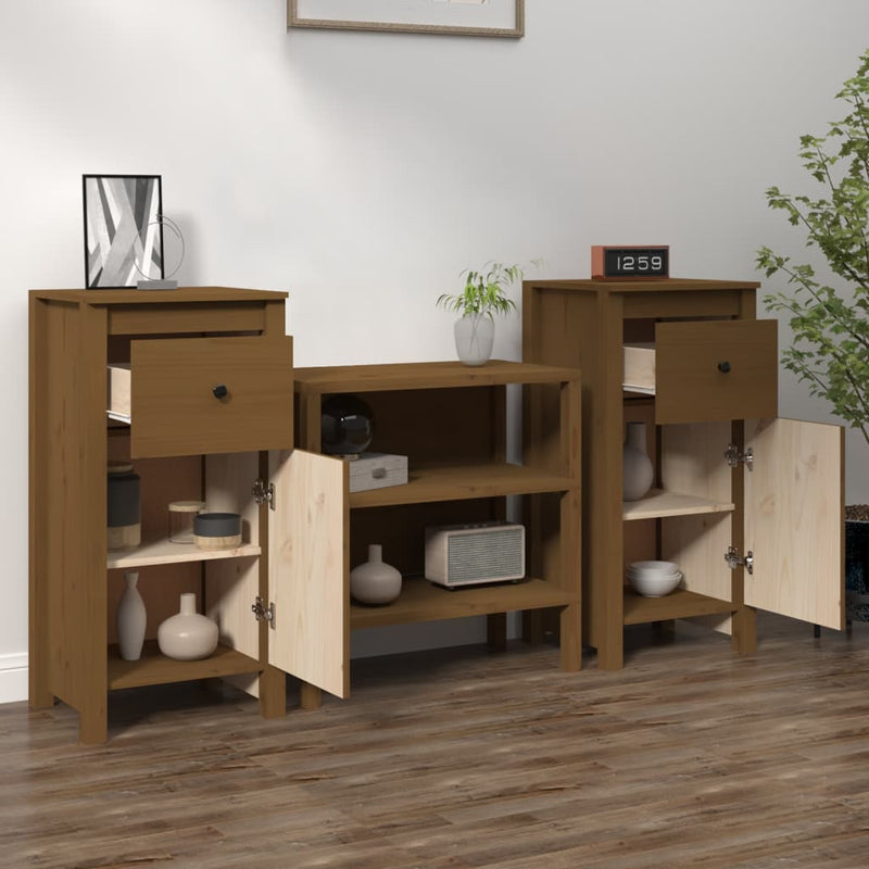 vidaXL Sideboards 2 pcs Honey Brown 40x35x80 cm Solid Wood Pine