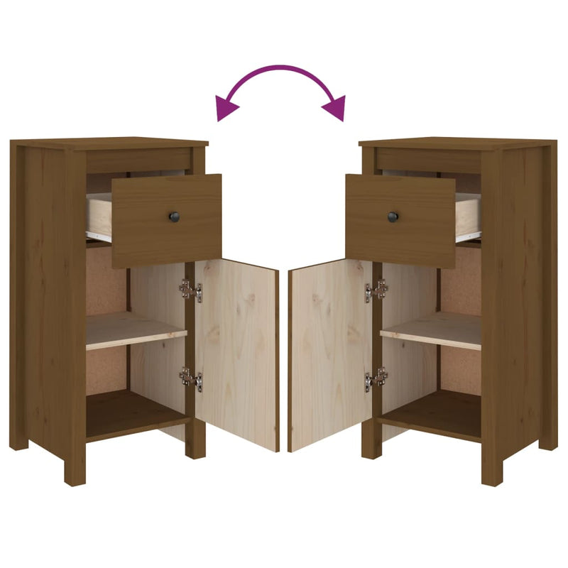 vidaXL Sideboards 2 pcs Honey Brown 40x35x80 cm Solid Wood Pine