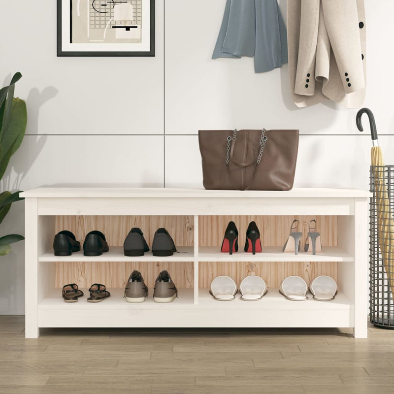 vidaXL Shoe Bench White 110x38x45.5 cm Solid Wood Pine