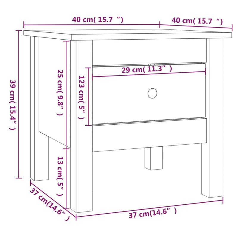 vidaXL Side Tables 2 pcs Black 40x40x39 cm Solid Wood Pine