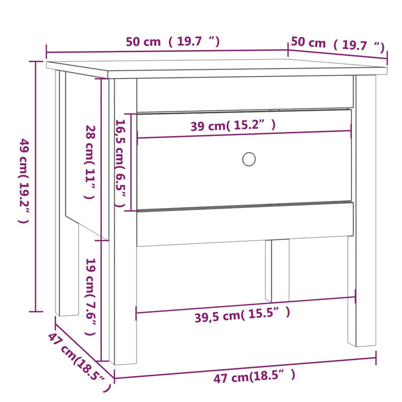 vidaXL Side Tables 2 pcs White 50x50x49 cm Solid Wood Pine