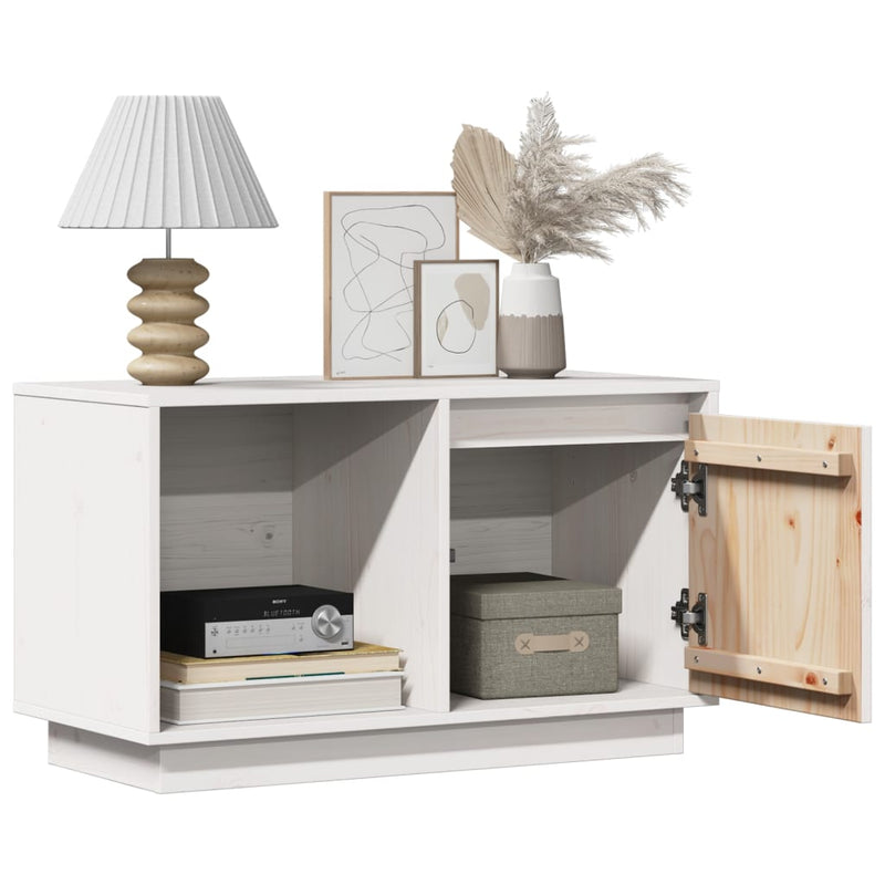 vidaXL TV Cabinet White 74x35x44 cm Solid Wood Pine