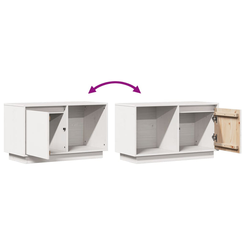 vidaXL TV Cabinet White 74x35x44 cm Solid Wood Pine