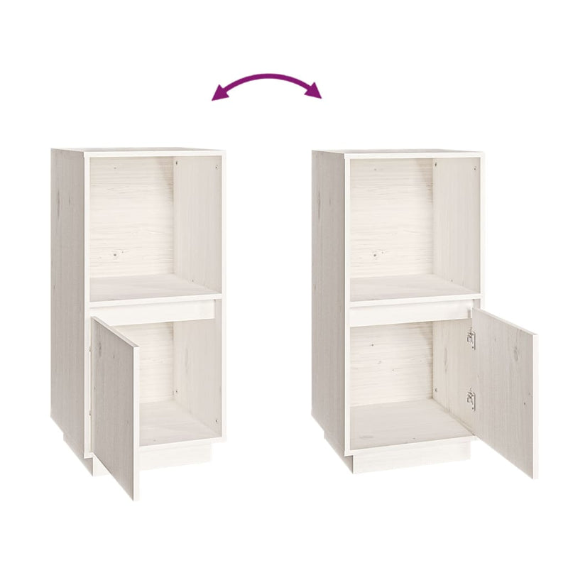 vidaXL Sideboard White 38x35x80 cm Solid Wood Pine