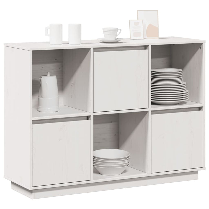 vidaXL Sideboard White 110.5x35x80 cm Solid Wood Pine