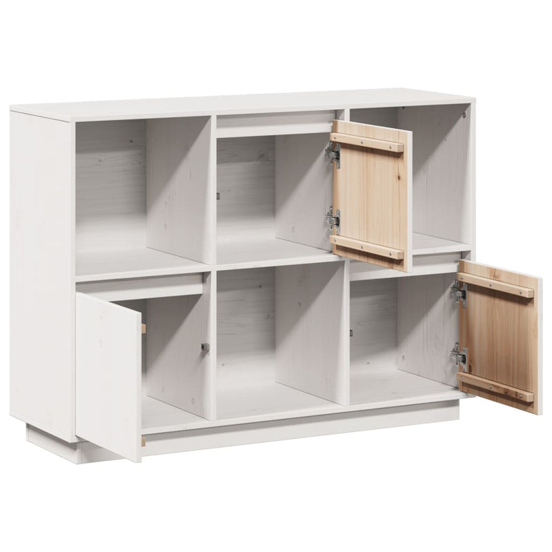 vidaXL Sideboard White 110.5x35x80 cm Solid Wood Pine