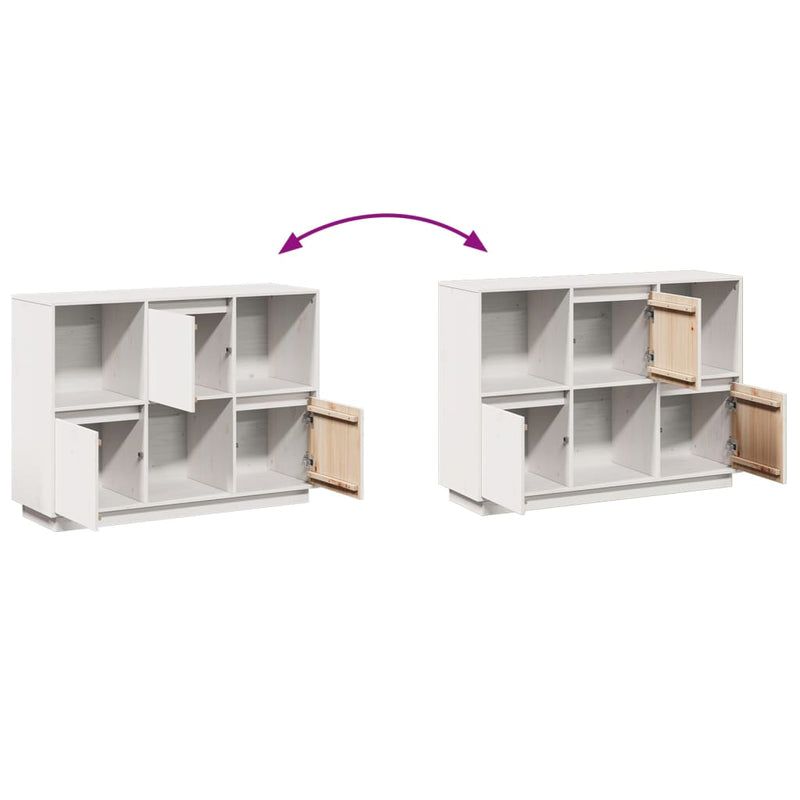 vidaXL Sideboard White 110.5x35x80 cm Solid Wood Pine