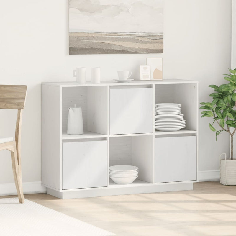 vidaXL Sideboard White 110.5x35x80 cm Solid Wood Pine