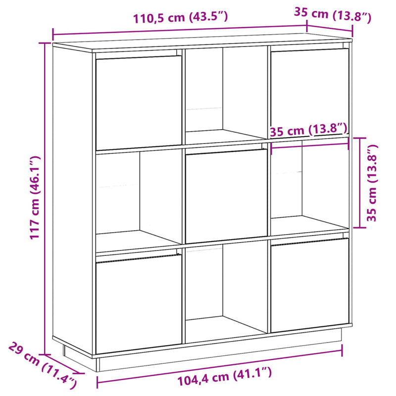 vidaXL Highboard White 110.5x35x117 cm Solid Wood Pine
