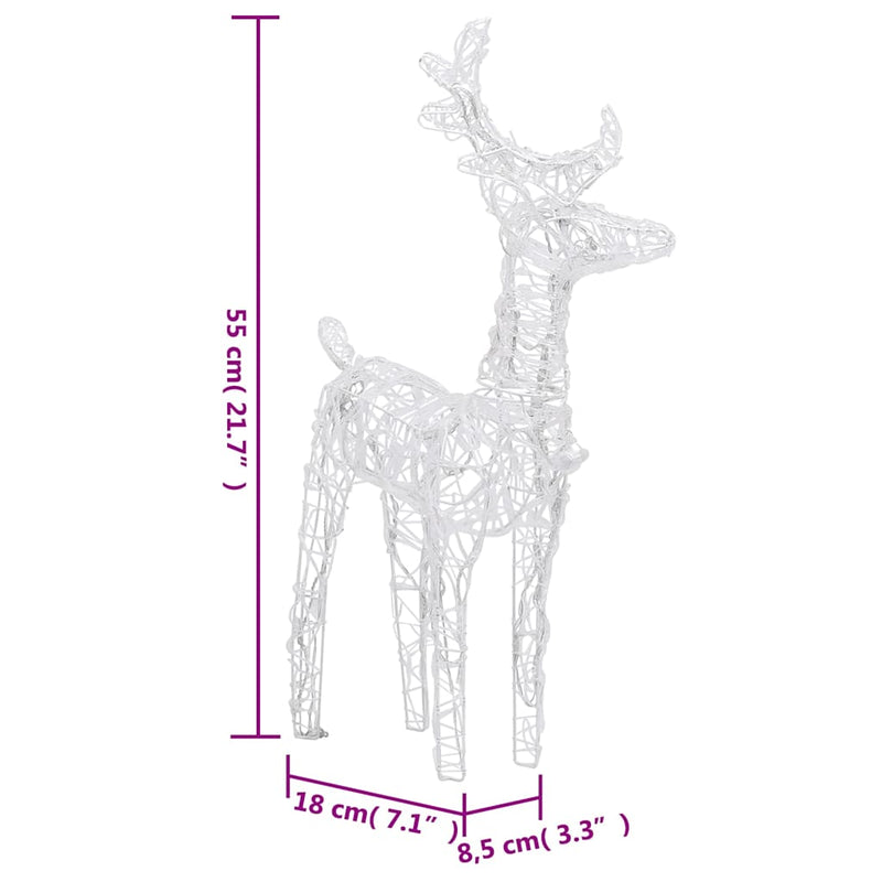 vidaXL Christmas Reindeers 2 pcs Cold White 80 LEDs Acrylic