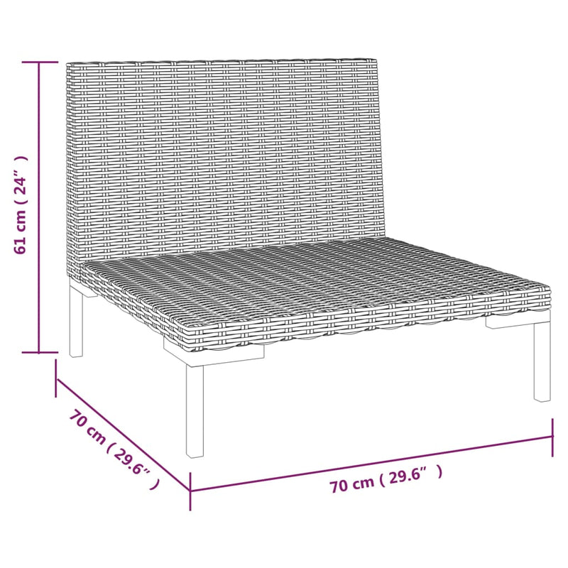 vidaXL 8 Piece Garden Lounge Set with Cushions Poly Rattan Dark Grey