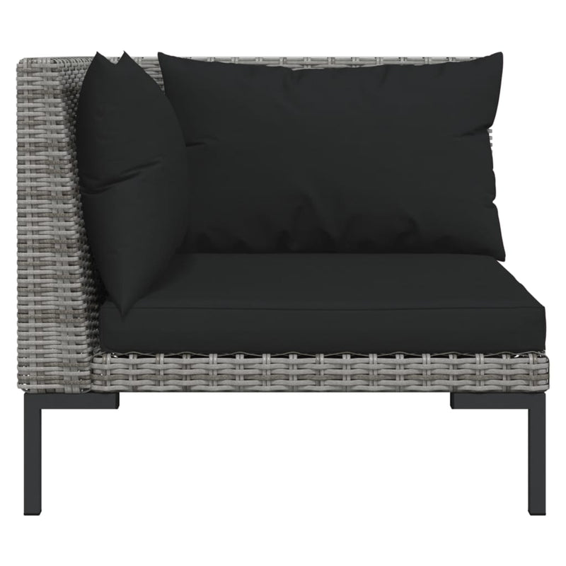 vidaXL 11 Piece Garden Lounge Set with Cushions Poly Rattan Dark Grey