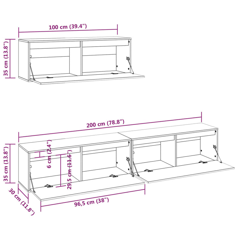 vidaXL TV Cabinets 3 pcs Solid Wood Pine