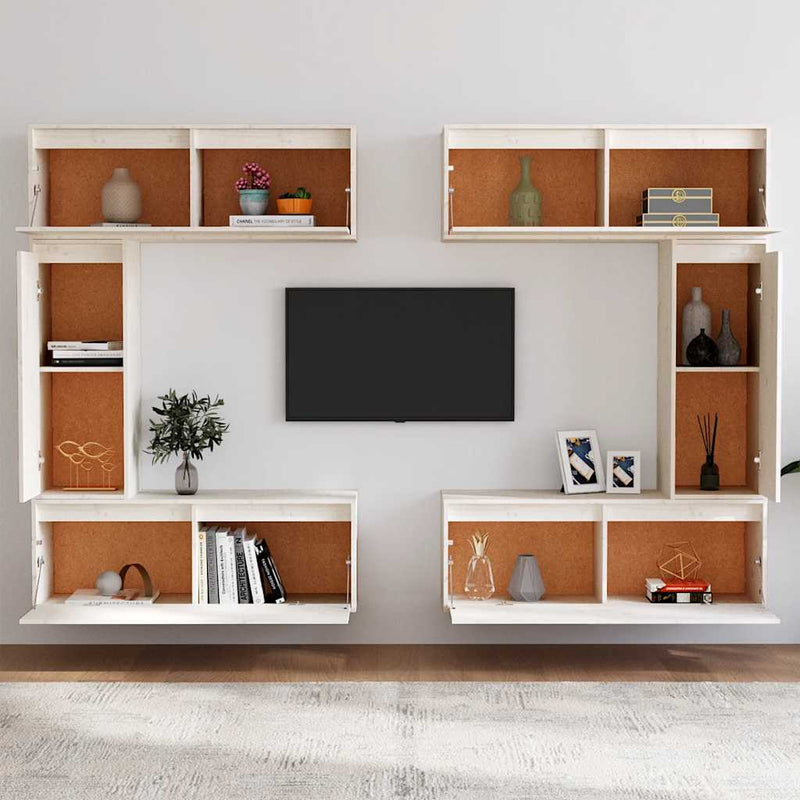 vidaXL TV Cabinets 6 pcs White Solid Wood Pine