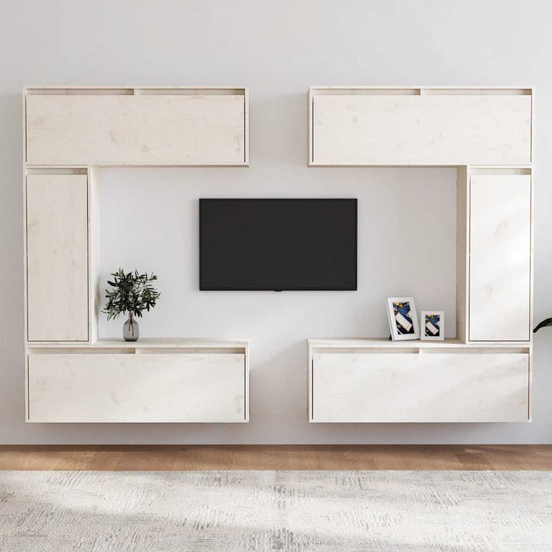 vidaXL TV Cabinets 6 pcs White Solid Wood Pine