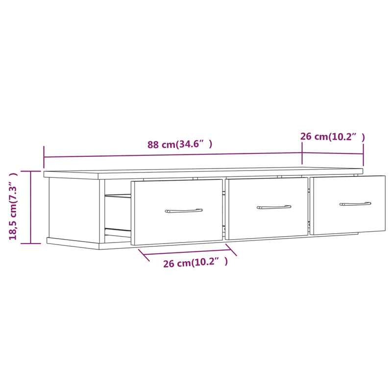 Wall Cabinet Smoked Oak 88x26x18.5 cm Engineered Wood