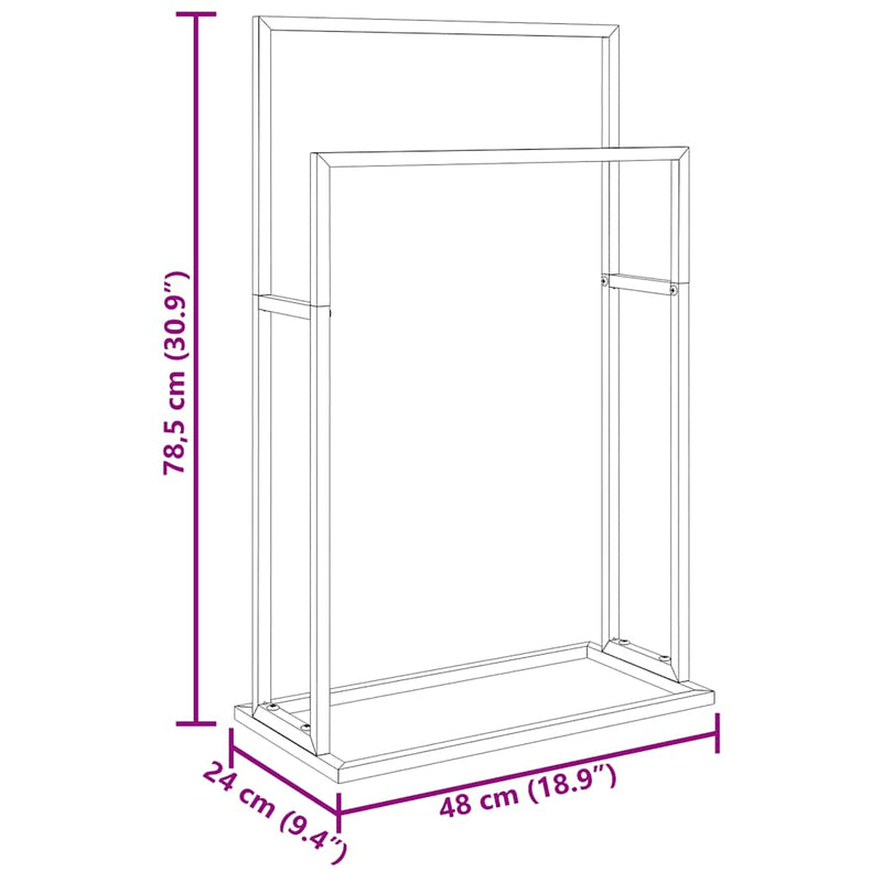 vidaXL Freestanding Towel Rack Gold 48x24x78.5 cm Iron
