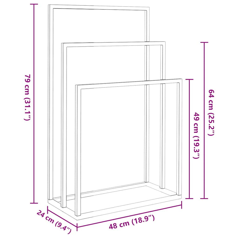vidaXL Freestanding Towel Rack Black 48x24x79 cm Iron