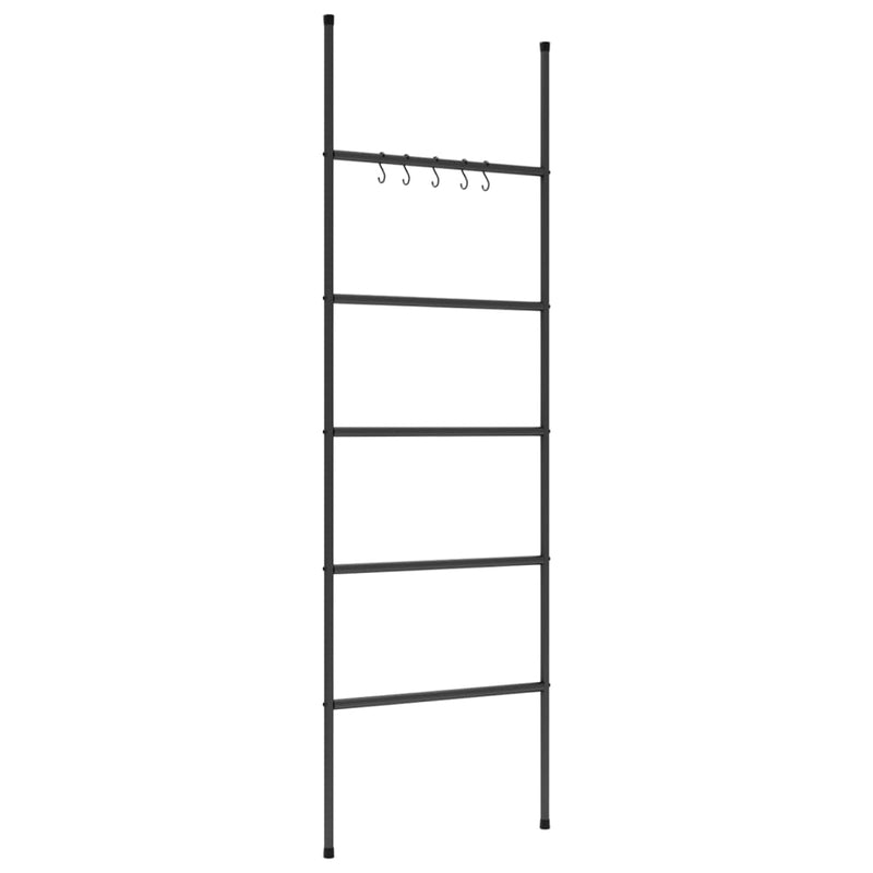 vidaXL Towel Rack Ladder with 5 Tiers Black 58x175 cm Iron