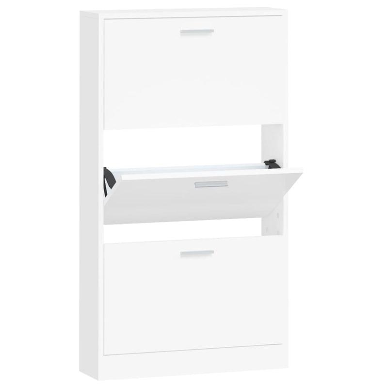 Shoe Cabinet White 59x17x108 cm Engineered Wood