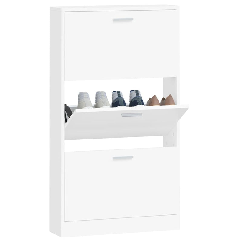 Shoe Cabinet White 59x17x108 cm Engineered Wood