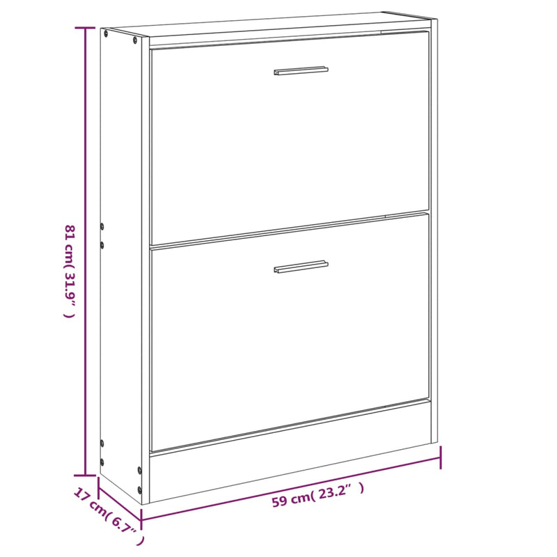 Shoe Cabinet White 59x17x81 cm Engineered Wood