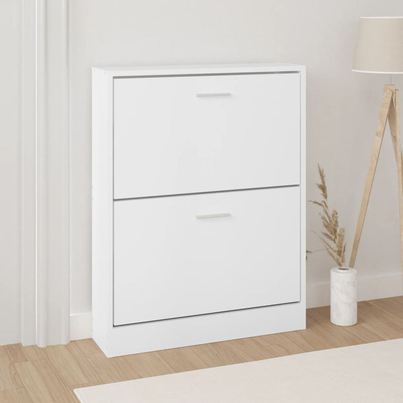 Shoe Cabinet White 59x17x81 cm Engineered Wood