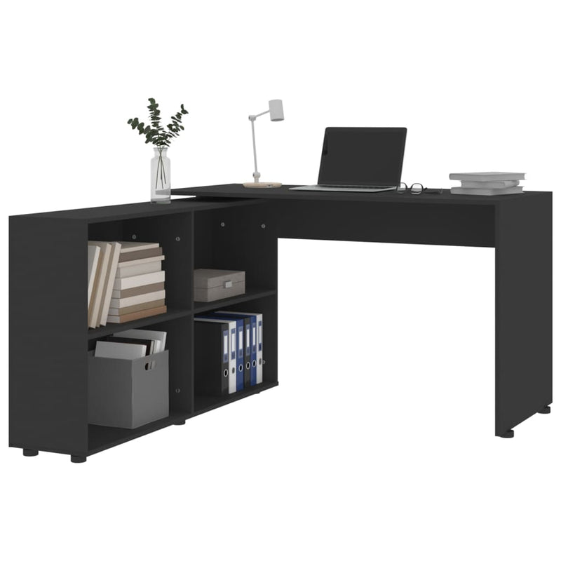 Corner Desk Black Engineered Wood