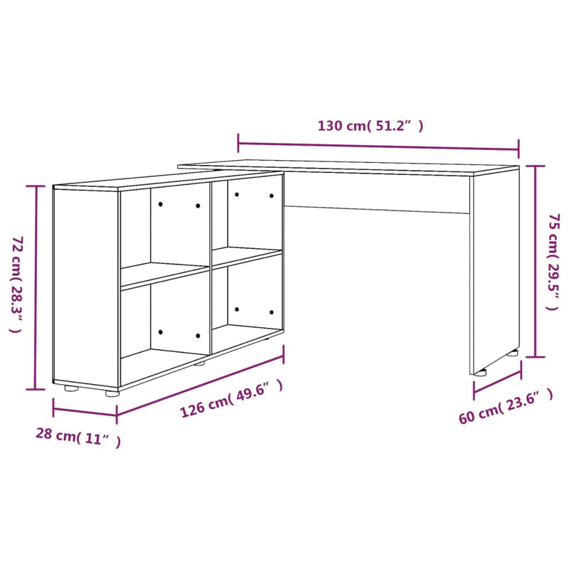 Corner Desk Black Engineered Wood