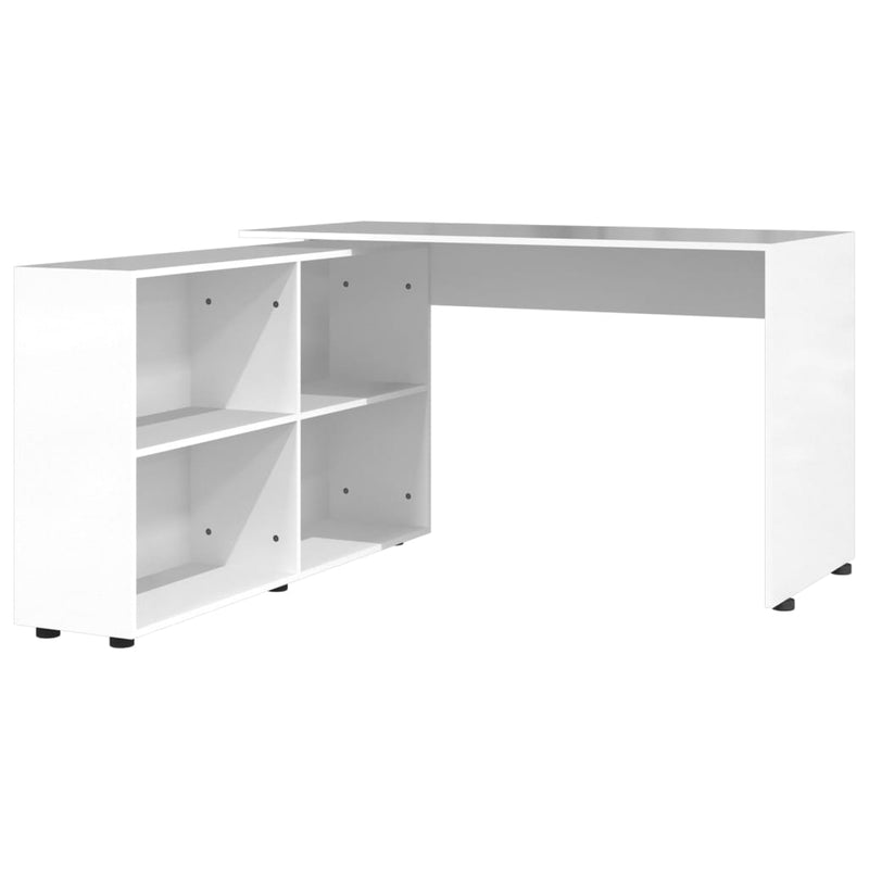 Corner Desk High Gloss White Engineered Wood