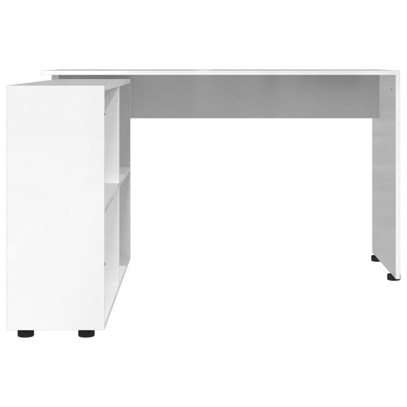 Corner Desk High Gloss White Engineered Wood