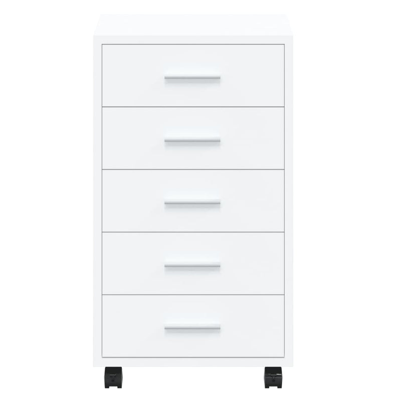 Drawer Cabinet with Castors High Gloss White Engineered Wood