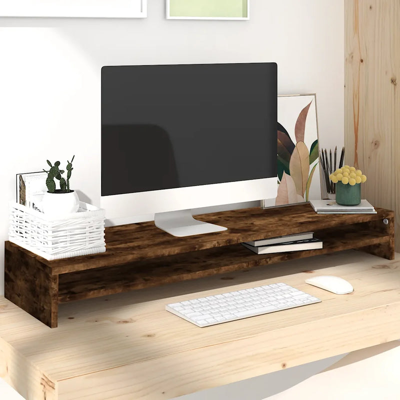 Monitor Stand Smoked Oak 100x24x13 cm Engineered Wood