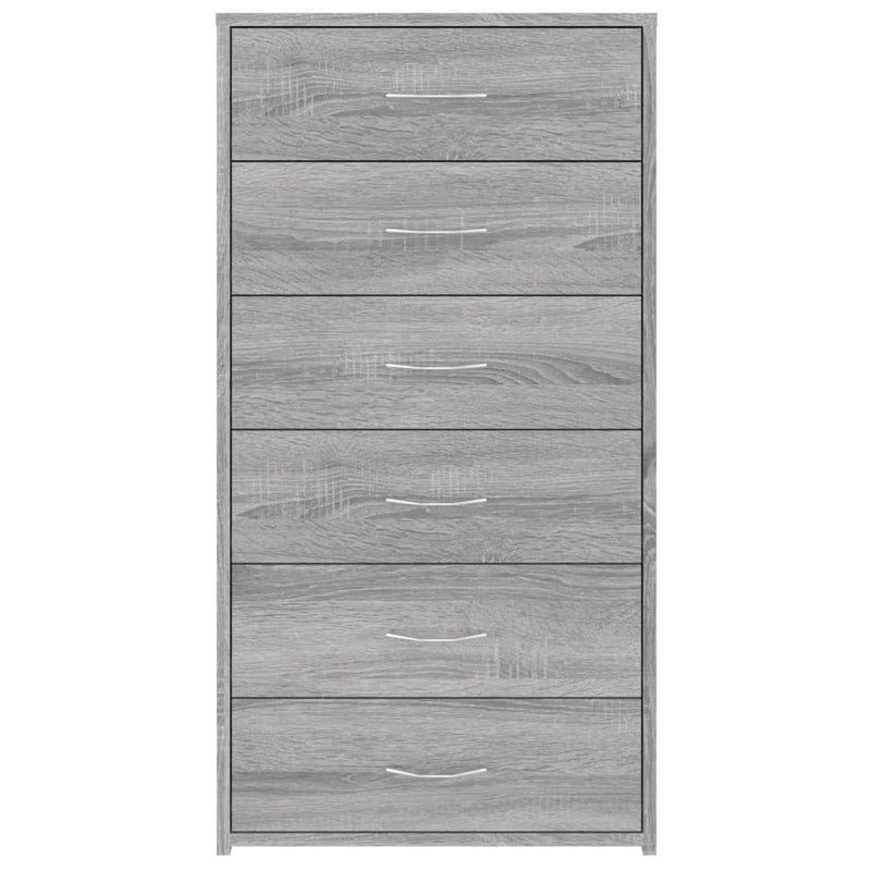 vidaXL Sideboard with 6 Drawers Grey Sonoma 50x34x96 cm Engineered Wood