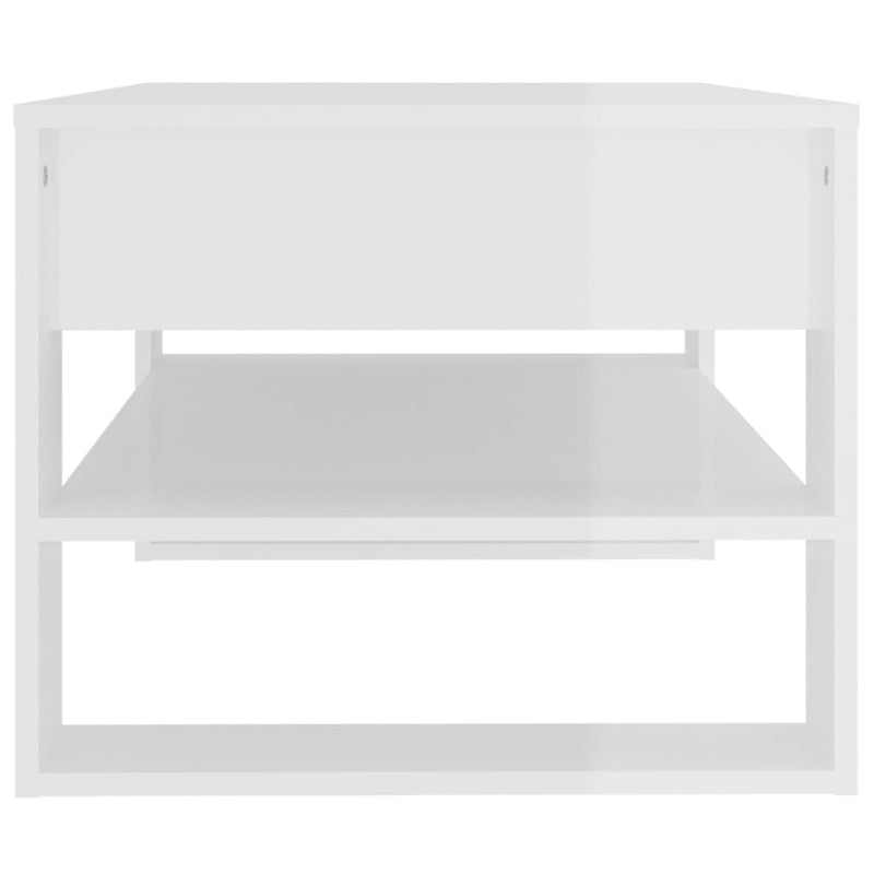vidaXL Coffee Table High Gloss White 102x55x45 cm Engineered Wood