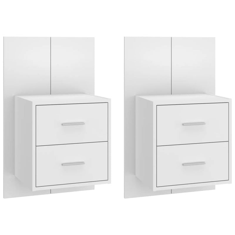 vidaXL Wall-mounted Bedside Cabinets 2 pcs High Gloss White
