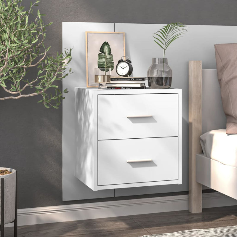 vidaXL Wall-mounted Bedside Cabinets 2 pcs High Gloss White