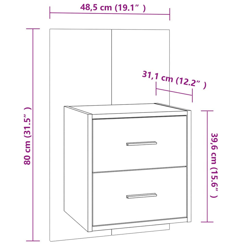 vidaXL Wall-mounted Bedside Cabinets 2 pcs High Gloss White