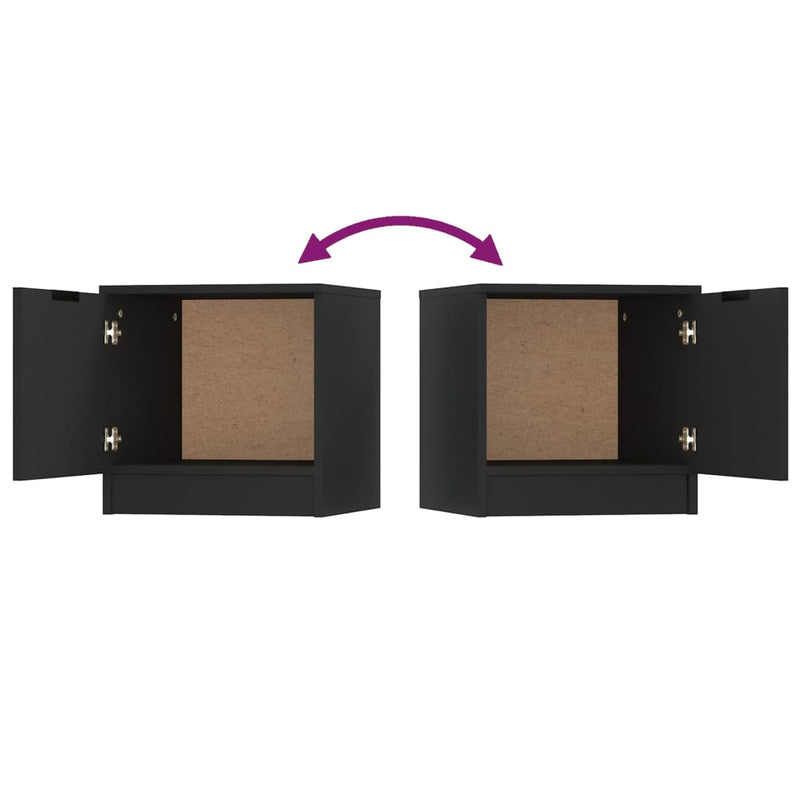 vidaXL Bedside Cabinets 2 pcs Black 40x39x40 cm