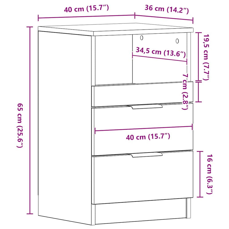 vidaXL Bedside Cabinet White Engineered Wood