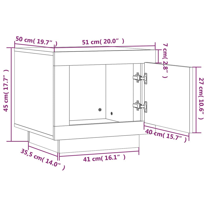 vidaXL Coffee Table White 51x50x45 cm Engineered Wood