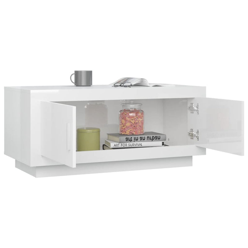 vidaXL Coffee Table High Gloss White 102x50x45 cm Engineered Wood