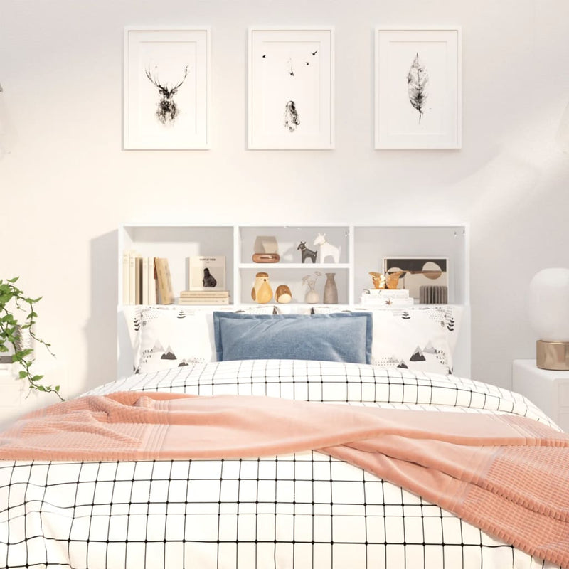 Headboard Cabinet White 120x19x103.5 cm