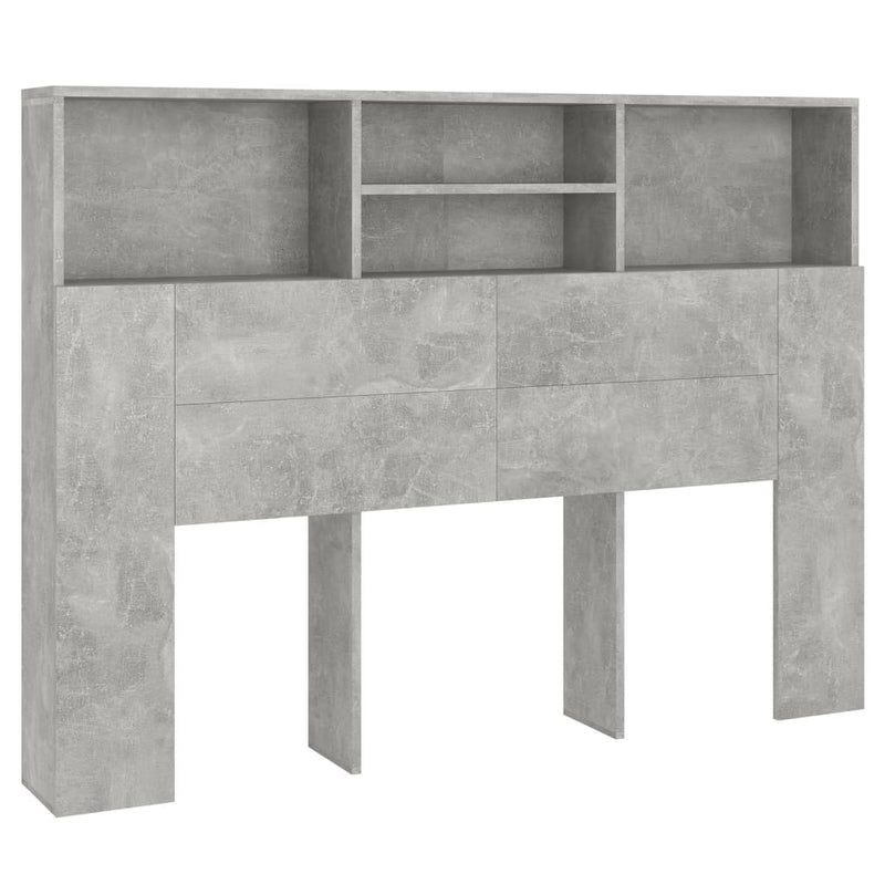 vidaXL Headboard Cabinet Concrete Grey 140 cm
