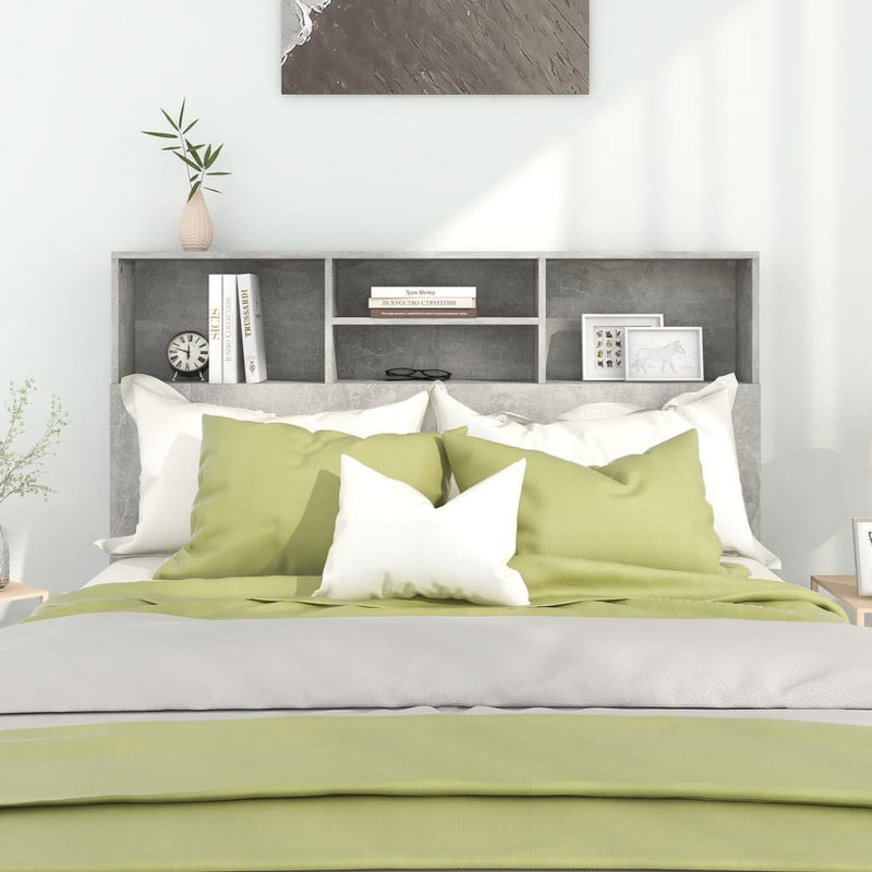 vidaXL Headboard Cabinet Concrete Grey 140 cm
