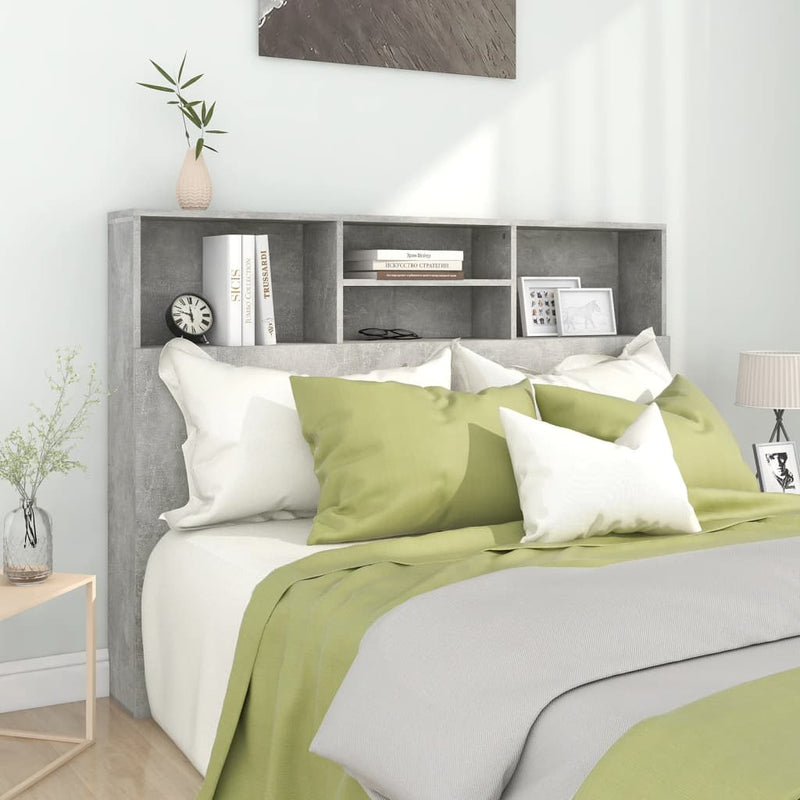 vidaXL Headboard Cabinet Concrete Grey 140 cm
