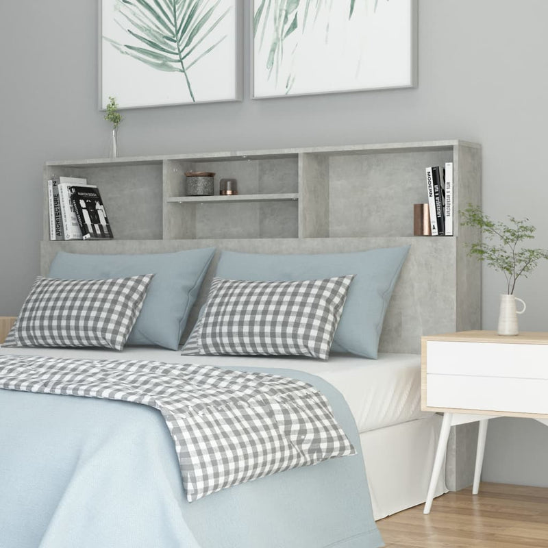 vidaXL Headboard Cabinet Concrete Grey 160x19x103.5 cm