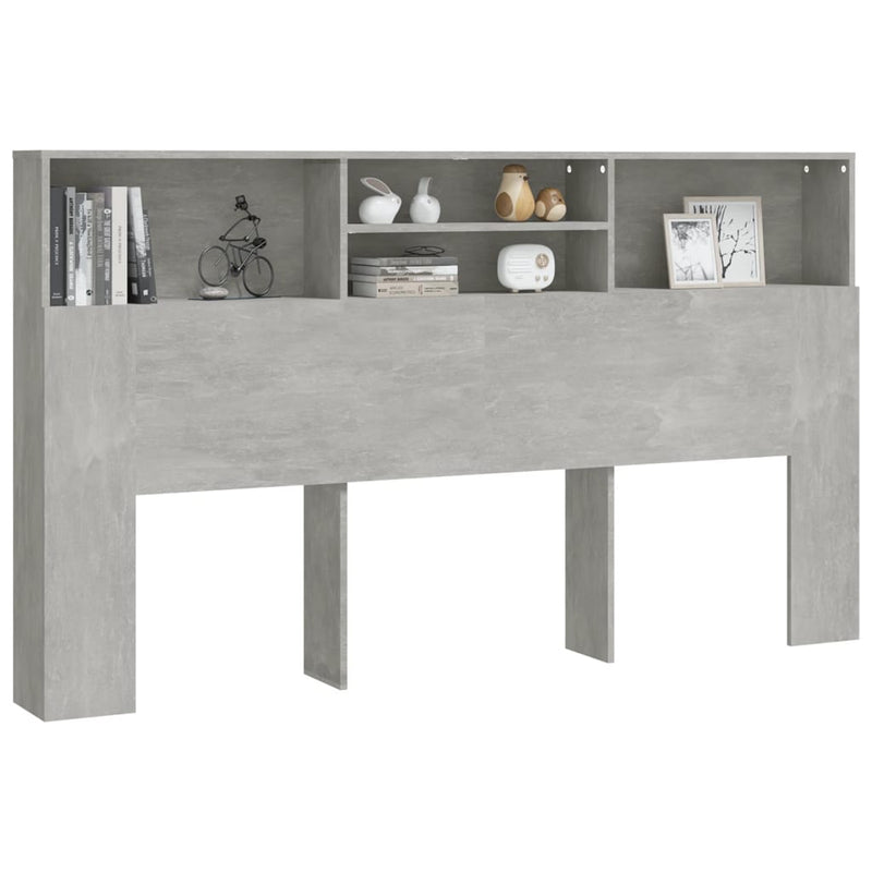 Headboard Cabinet Concrete Grey 180x19x103.5 cm